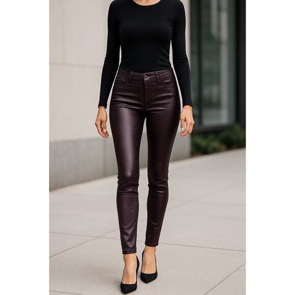 7 For All Mankind Denim - 7 For All Mankind Coated Skinny Jeans Women’s 27 Dark Purple Metallic Waxed
